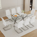 Table And Chair Set.Large Minimalist Rectangular Glass Dining Table For 6 8 With 0.39