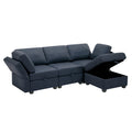 Convertible Sectional Sofa With Chaise, L Shaped Sofa Couch Modular Sectional Sofa With Storage Seats, Adjustable Arms And Backs Blue Blue Polyester 3 Seat