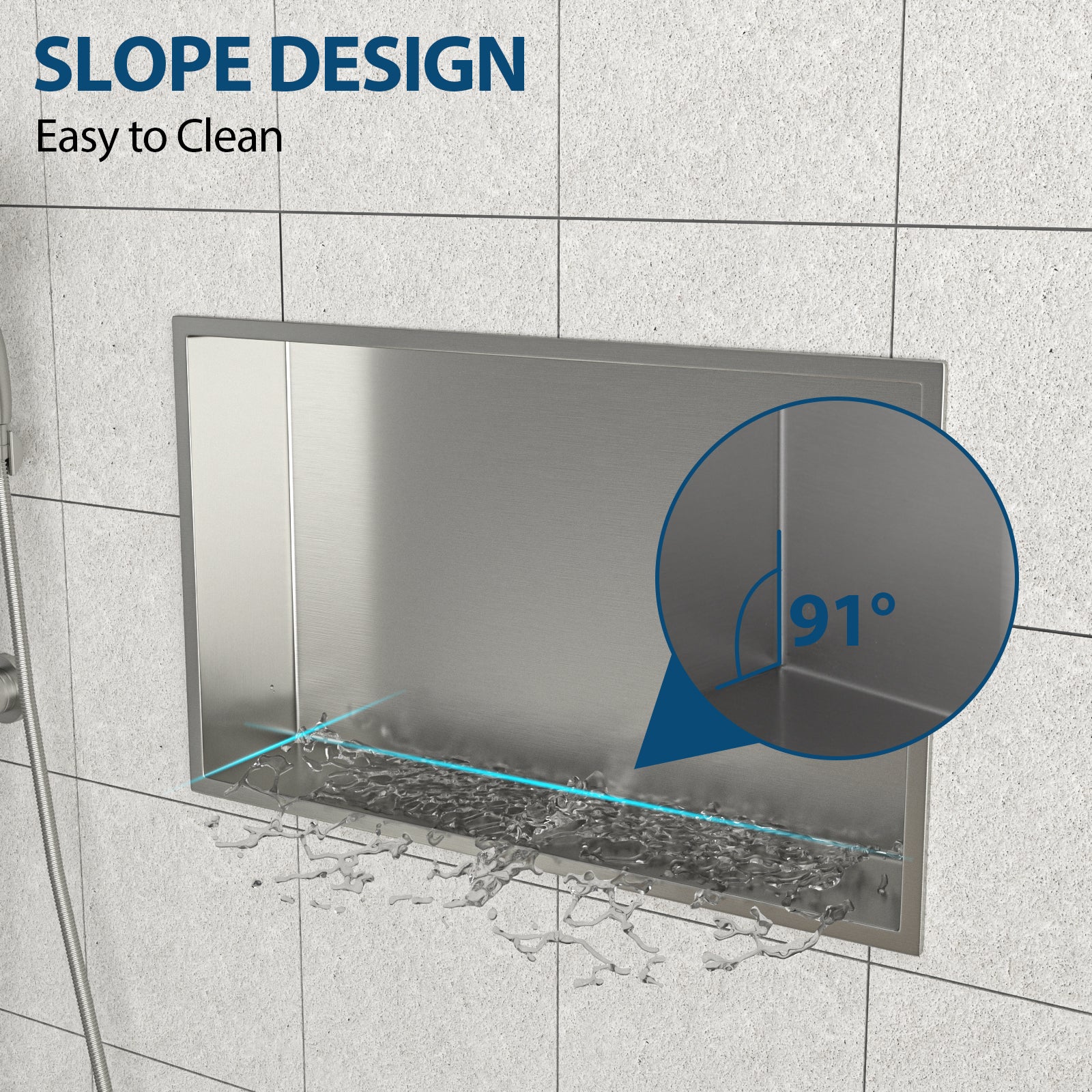 21" X 13" Stainless Steel Shower Niche, Brushed Nickel Brushed Nickel Stainless Steel