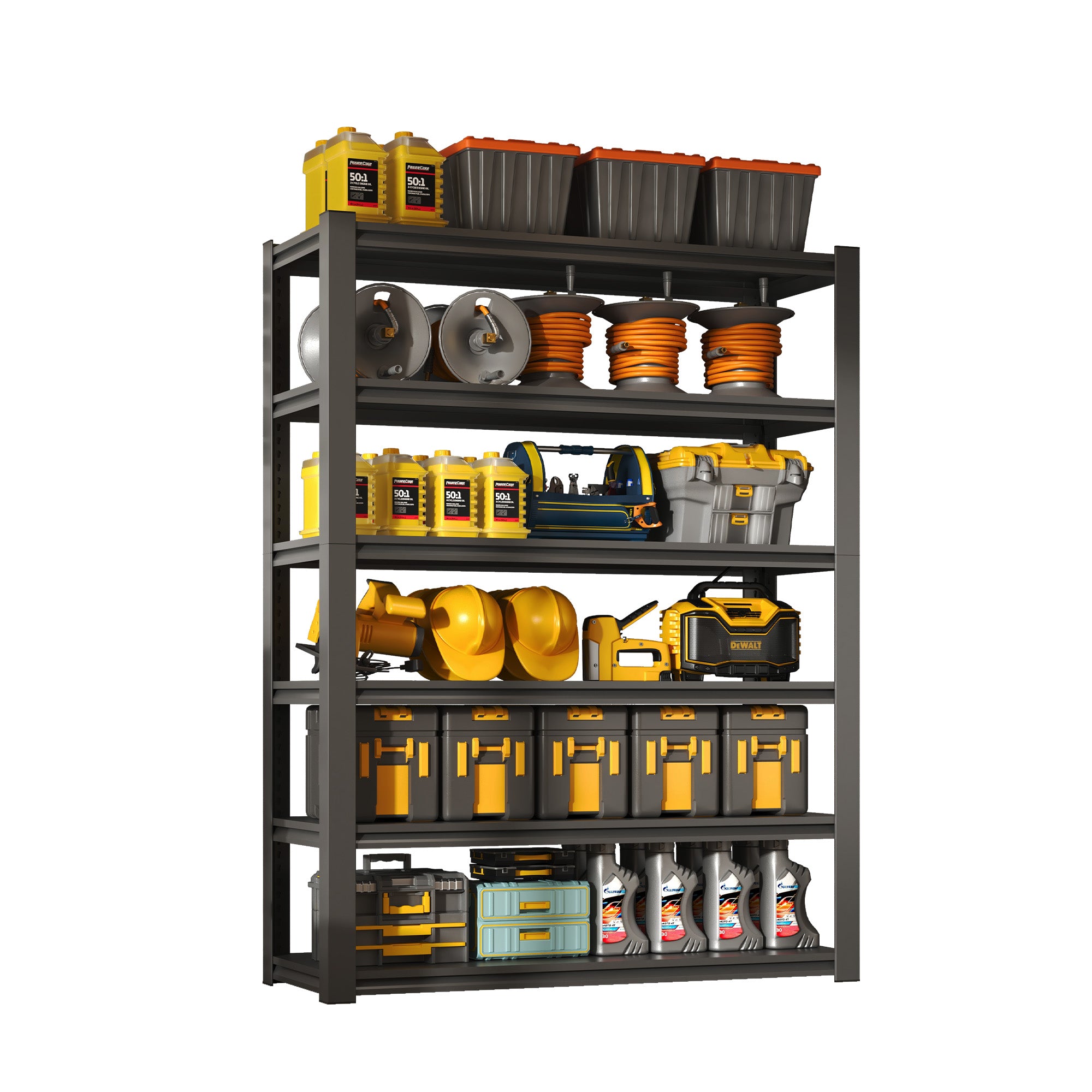 82"H 6 Tier Metal Shelves For Storage Garage Shelving 2400Lbs Heavy Duty Storage Shelves Adjustable Garage Shelf Industrial Shelving Unit Storage Utility Rack,48"W*18"D*82"H,Black 6 Black Gray