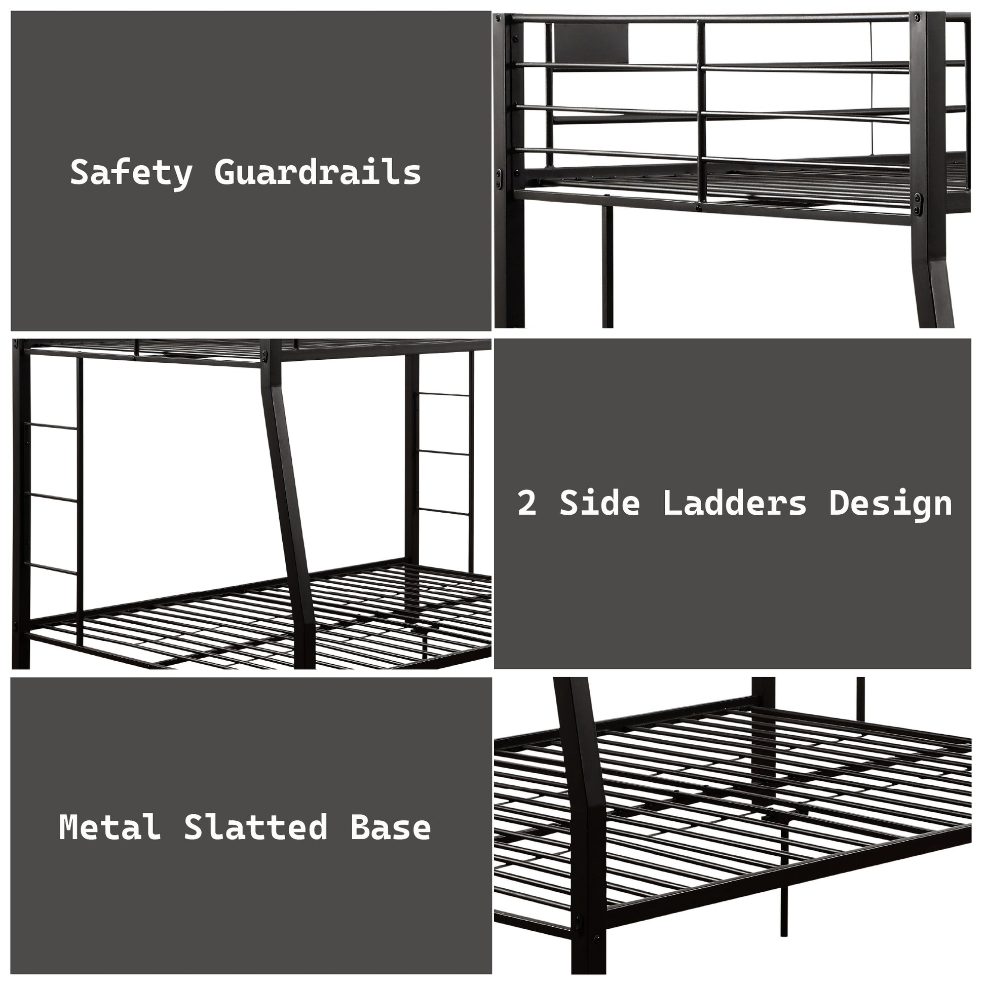 Limbra Sandy Black Finish Full Xl Queen Bunk Bed Black Metal