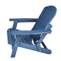 Oversize Wooden Outdoor Folding Adirondack Chair With Pre Assembled Backrest & Seatboard, Wood Patio Chair For Garden Backyard Porch Pool Deck Firepit No Adirondack Blue Garden & Outdoor Solid Wood