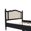 3 Pieces Bedroom Set With Queen Size Wooden Bed Frame, 1 Vintage Nightstand And 1 Makeup Vanity Set With Stool,Black Queen Black 3 Piece Set Wood