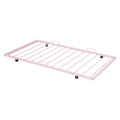 Full Size Metal House Bed With Twin Size Trundle, Pink Full Pink Metal