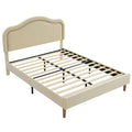 Full Size Velvet Upholstered Smart Led Bed Frame With Adjustable Height Headboard,No Box Spring Needed,Easy Assembly,Beige Box Spring Not Required Full Beige Wood Bedroom Cute,Modern Bed Frame Wood
