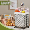 Laundry Basket With Wheels, Rolling Laundry Hamper, Detachable And Washable Lining, Metal Frame, Suitable For Bedrooms, Bathrooms, Laundry Rooms, White White Black 1 Foldable Freestanding Boho