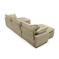 Oversized Modular Cushioned Sofa With Conversible Ottoman, 3 Seater Sofa With 2 Footstools, U Shape Sofa In Camel Corduroy Fabric Camel Corduroy 3 Seat