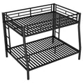 Full Xl Over Queen Metal Bunk Bed With Ladder And Guardrails, Black Box Spring Not Required Full Xl Black Metal Metal