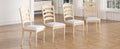 Vintage Traditional 4 Piece Upholstered Dining Chairs, Serrated Dining Backs, Natural Natural Dining Room Traditional Rubberwood Foam Rubber Wood