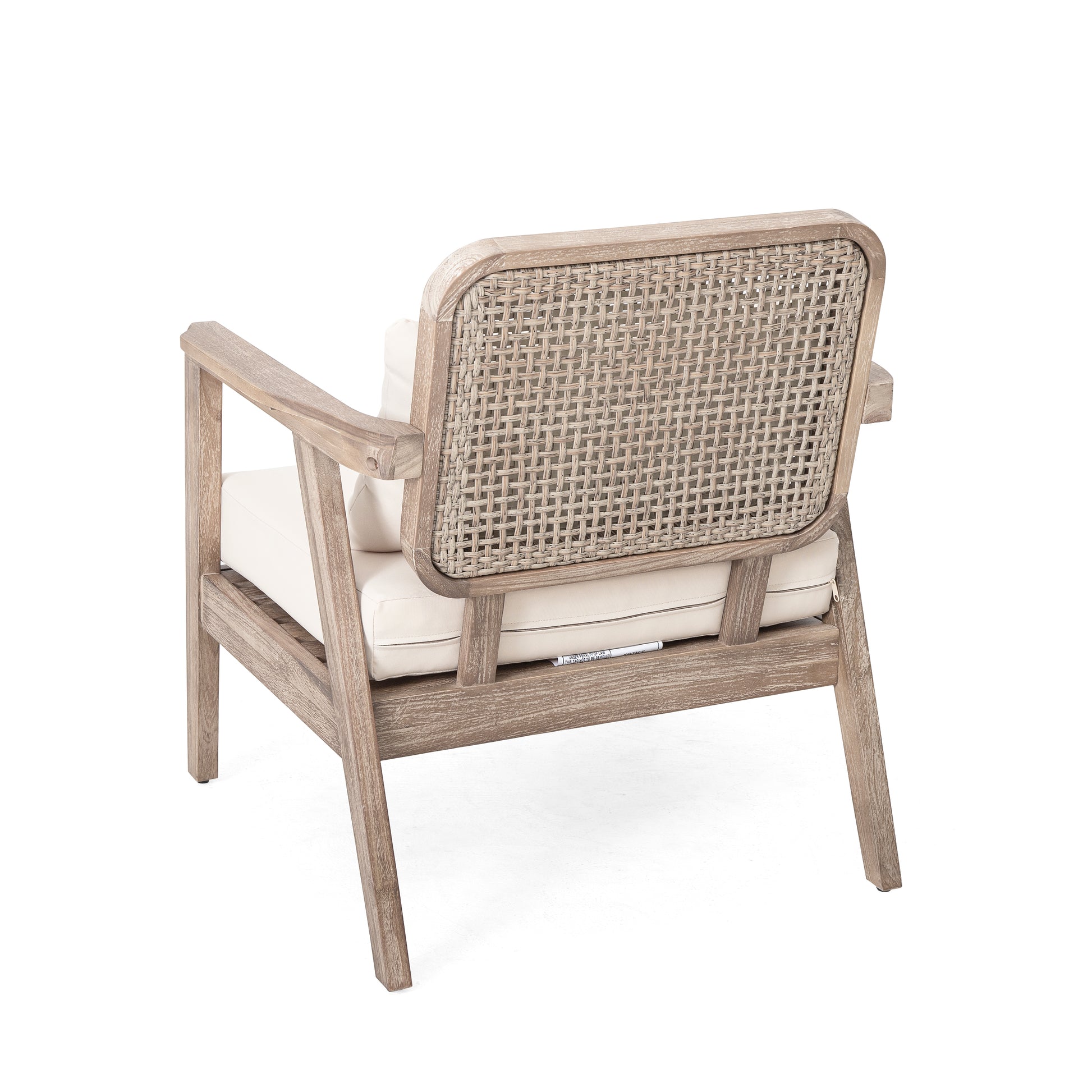 Set Of 2 Outdoor Acacia Wood Patio Club Chair, Patio Furniture,Waterproof Thick Cushion Deep Seating For Porch, Garden, Backyard, Balcony, Weight Capacity 400Lbs, Light Brown Finish, Cream Cushion Yes Deep Seating Light Brown Garden & Outdoor Foam Acacia