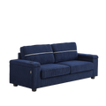 86.5 Inch Sofa Couch Deep Seat Sofa With Two Storage Spaces, T Pyce Charging Portsusb Charging Ports & 2 Cup ,Corduroy 3 Seater Couch, Modern Sofas For Living Room Blue Foam Corduroy 3 Seat