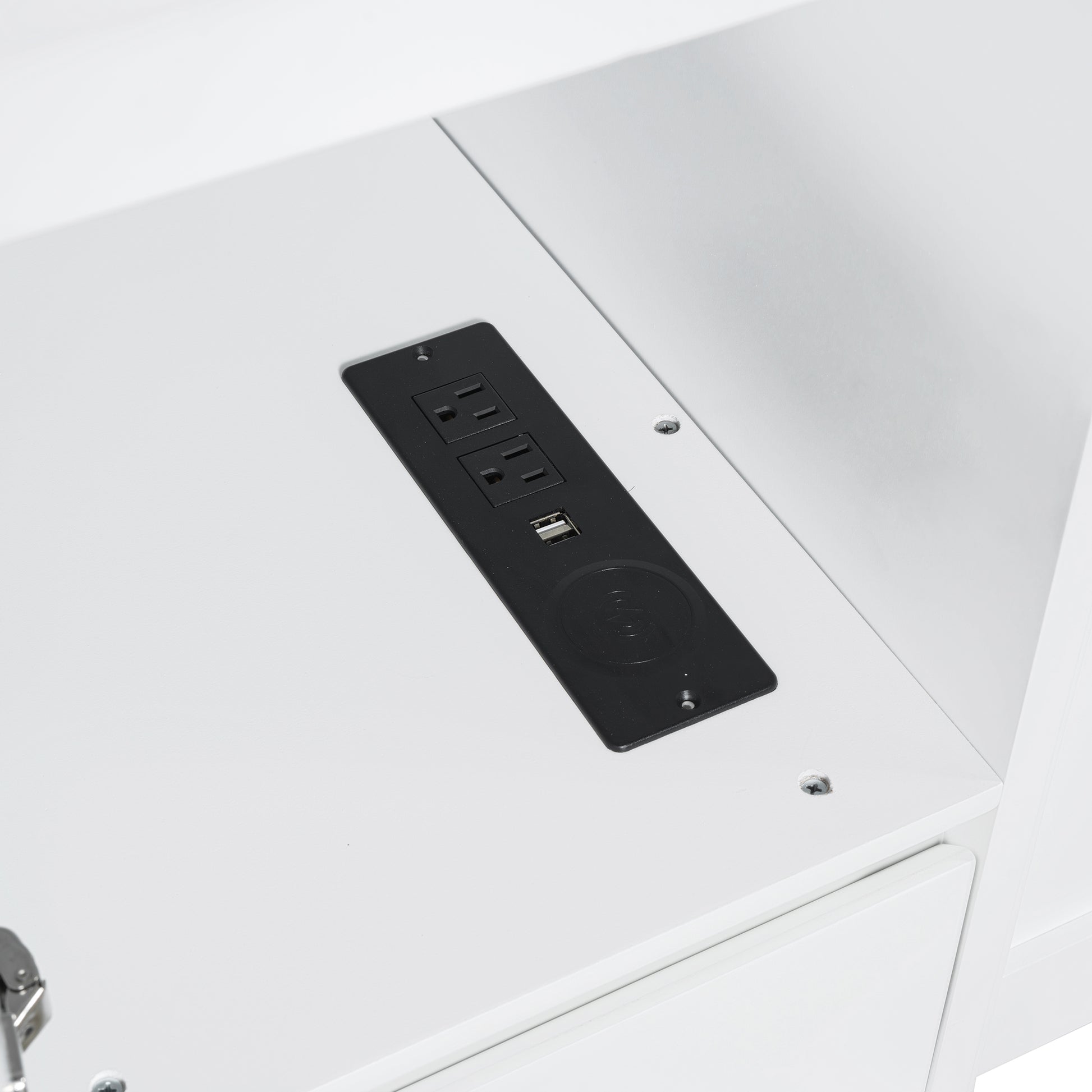 Full Size Murphy Bed With Drawers, Cabinets And Usb Ports,White Full White Mdf Lvl