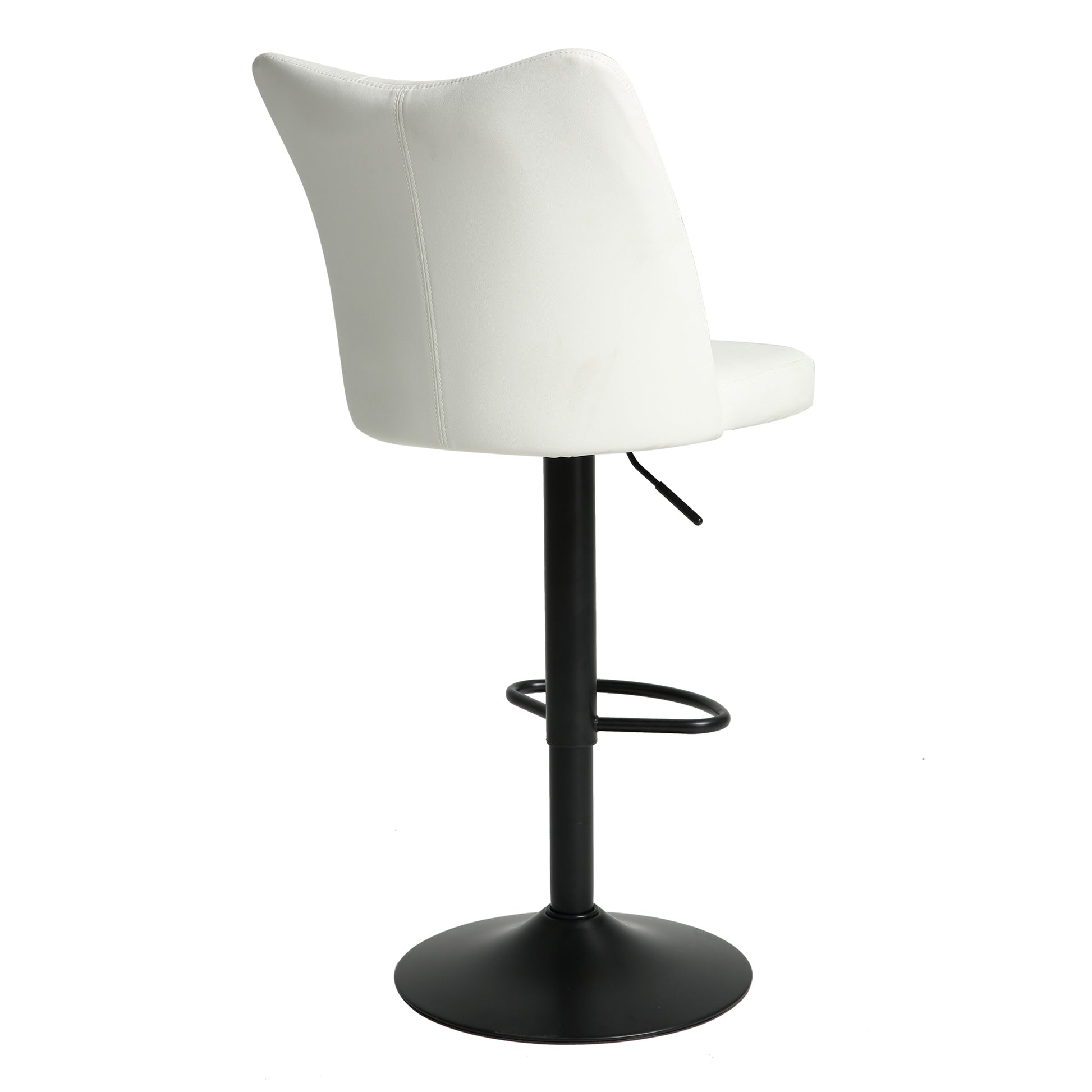 Swivel Bar Stools Set Of 2,Height Adjustable Counter Stool,Modern Armless Faux Leather Barstool Chairs With Backs For Kitchen Island White Leather