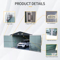 20X13 Ft Outdoor Storage Shed Metal Garage Shed For Car, Bike, Lawnmower Backyard Tool House Building 2 Doors And 4 Vents, Black Black Metal