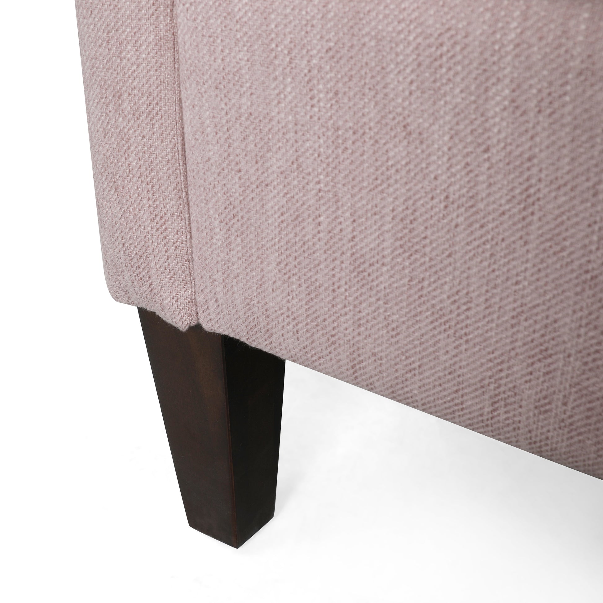 Comfy 3 Seat Sofa With Wooden Legs, Pu, For Living Room And Study Light Pink Fabric 3 Seat