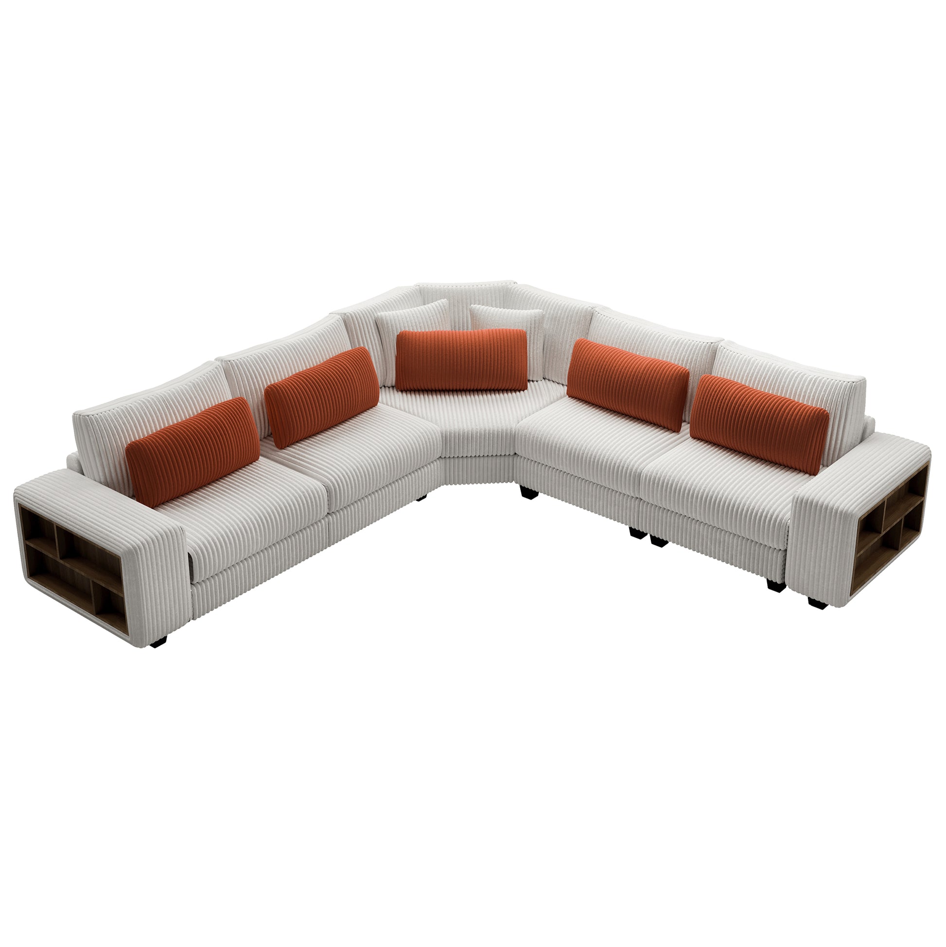 Modular Sectional L Shaped Sofa With Armrest Wooden Frame Locker, Stylish And Comfortablecream Style, Beige Beige Primary Living Space Soft Modern Wood 5 Seat