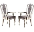 Antique White Set Of 2Pc Dining Arm Chairs Upholstered Tufted Unique Design Chairs Back Cushion Seat Dining Room Antique White,Grey Dining Room Contemporary,Transitional Dining Chairs Rubberwood Tufted Back Solid Wood