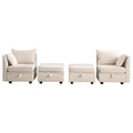 Modular Couches And Sofas Sectional With Storage Sectional Sofa U Shaped Sectional Couch With Reversible Chaises, Beige Beige Linen Wood Primary Living Space Soft Heavy Duty Cotton Cotton 4 Seat