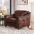 Belfast Top Grain Leather Chair Brown Primary Living Space Mid Century Modern Eucalyptus Down Filling Leather