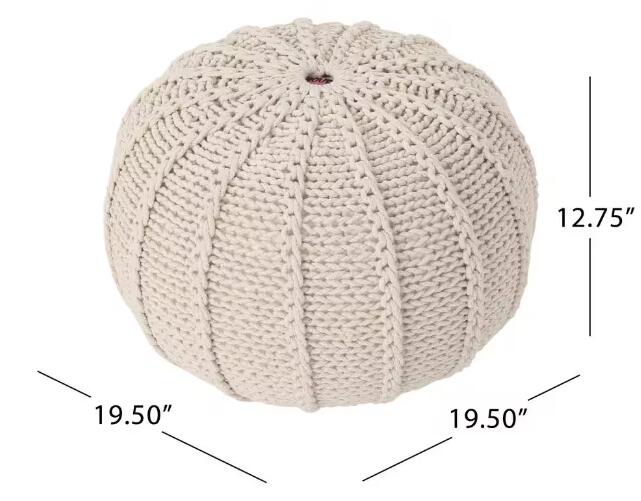 Knited Pouf Beige Cotton