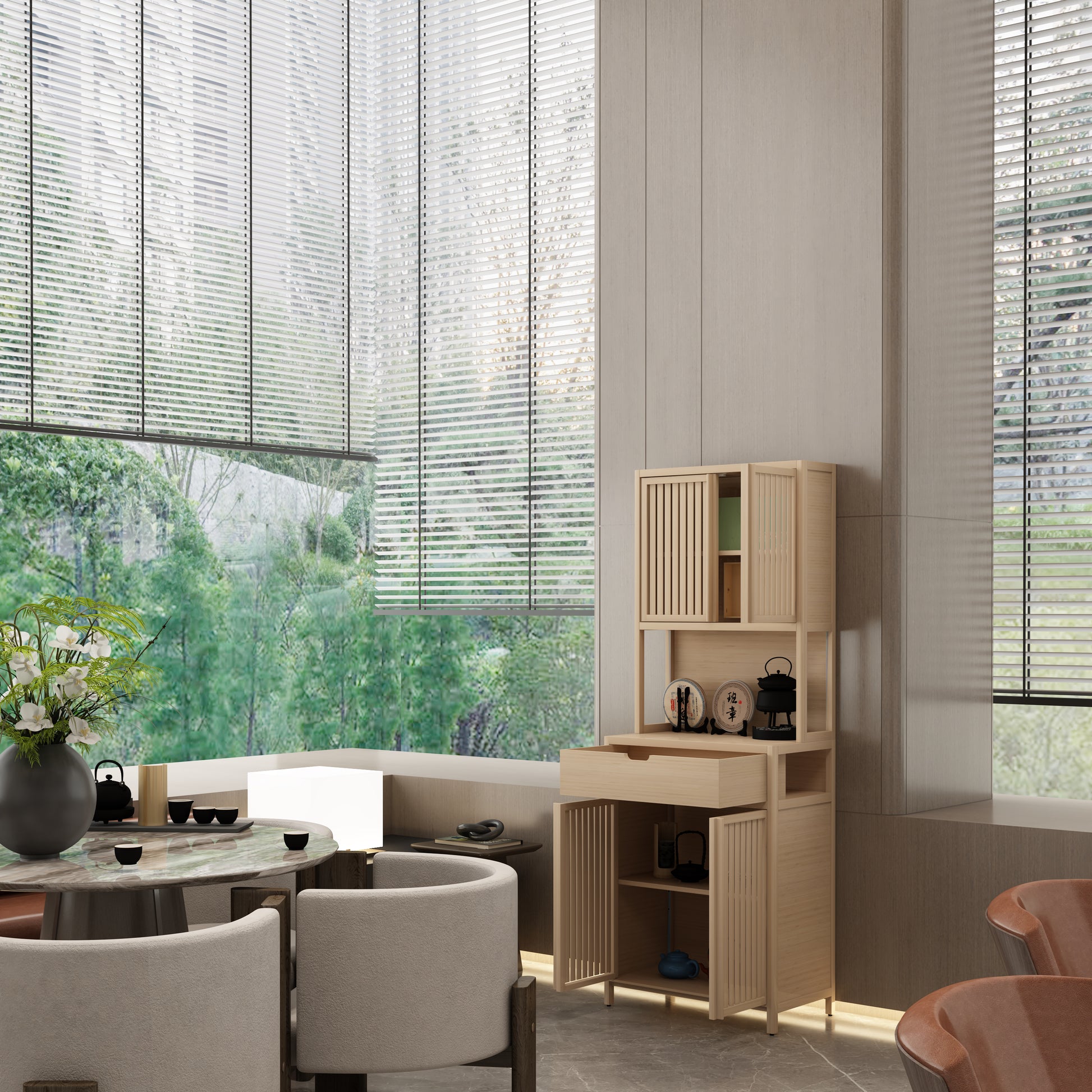 Bamboo Tea Cabinet 1 2 Drawers Natural Bamboo