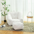 Bean Bag Chair With Filler, Bean Bag Sofa With Tufted Soft Stuffed Filling, Fluffy And Lazy Sofa, Comfy Cozy Beanbag Chairs With Memory Foam For Dorm, Apartment, Living Room White Primary Living Space Soft Casual,Modern Foam Teddy