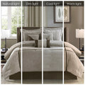 7 Piece Micro Corduroy Comforter Set Taupe King King Taupe Polyester