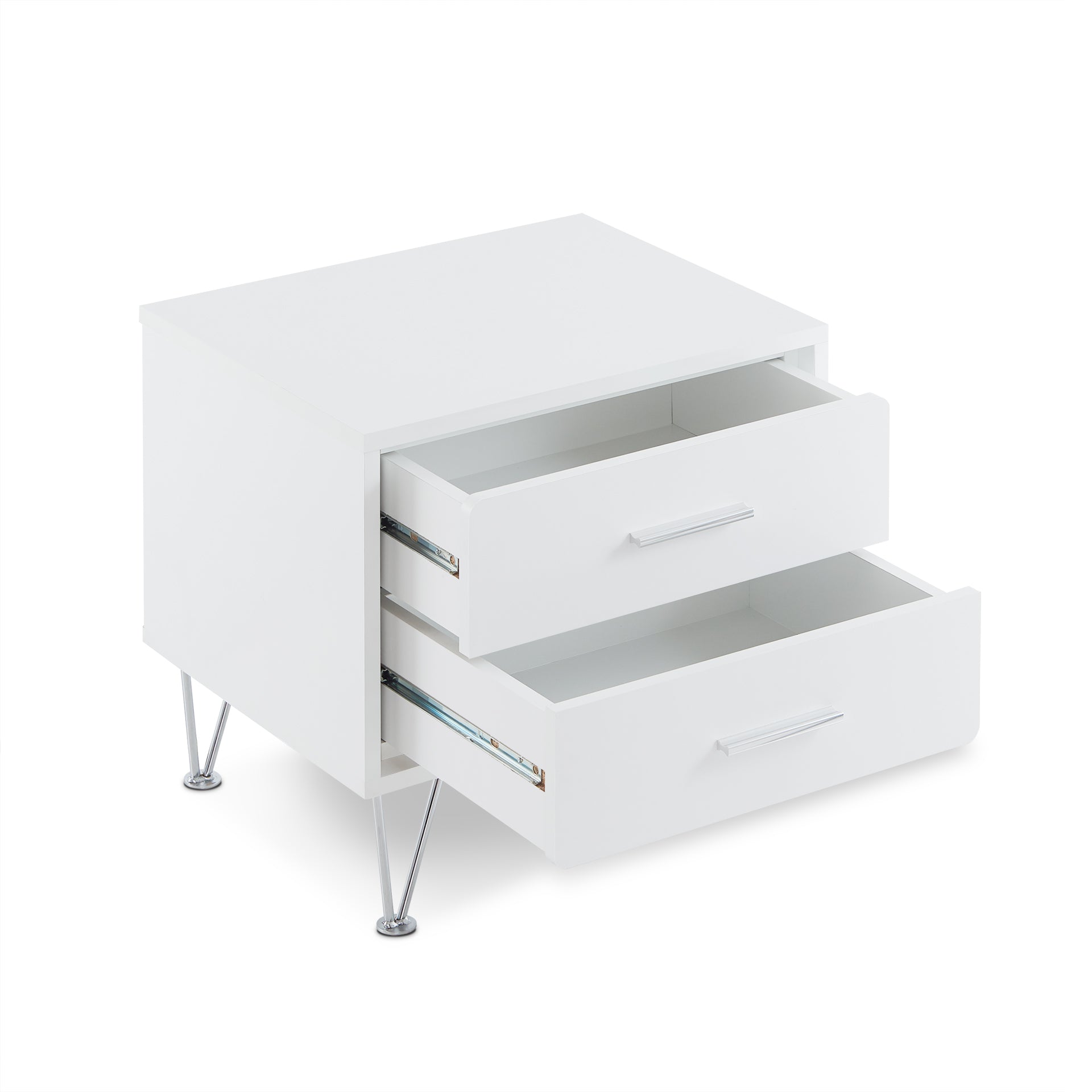 Deoss White Finish Accent Table White Mdf,Metal