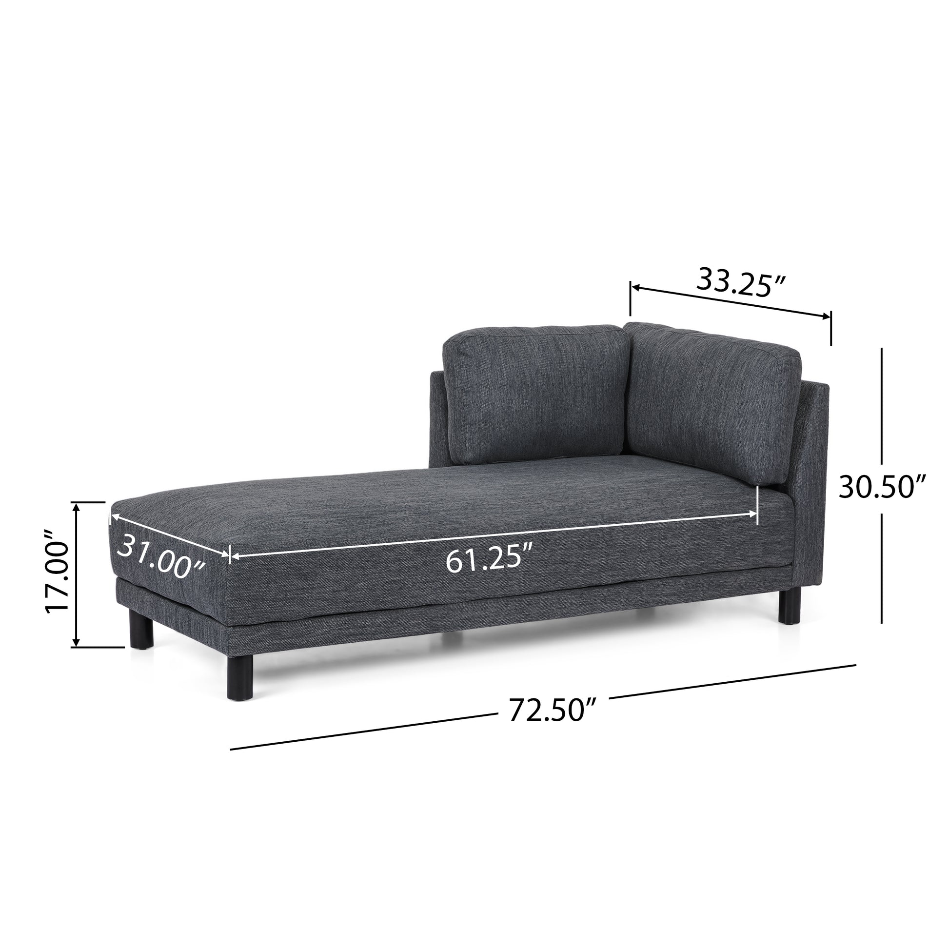 Chaise Lounge Charcoal Fabric