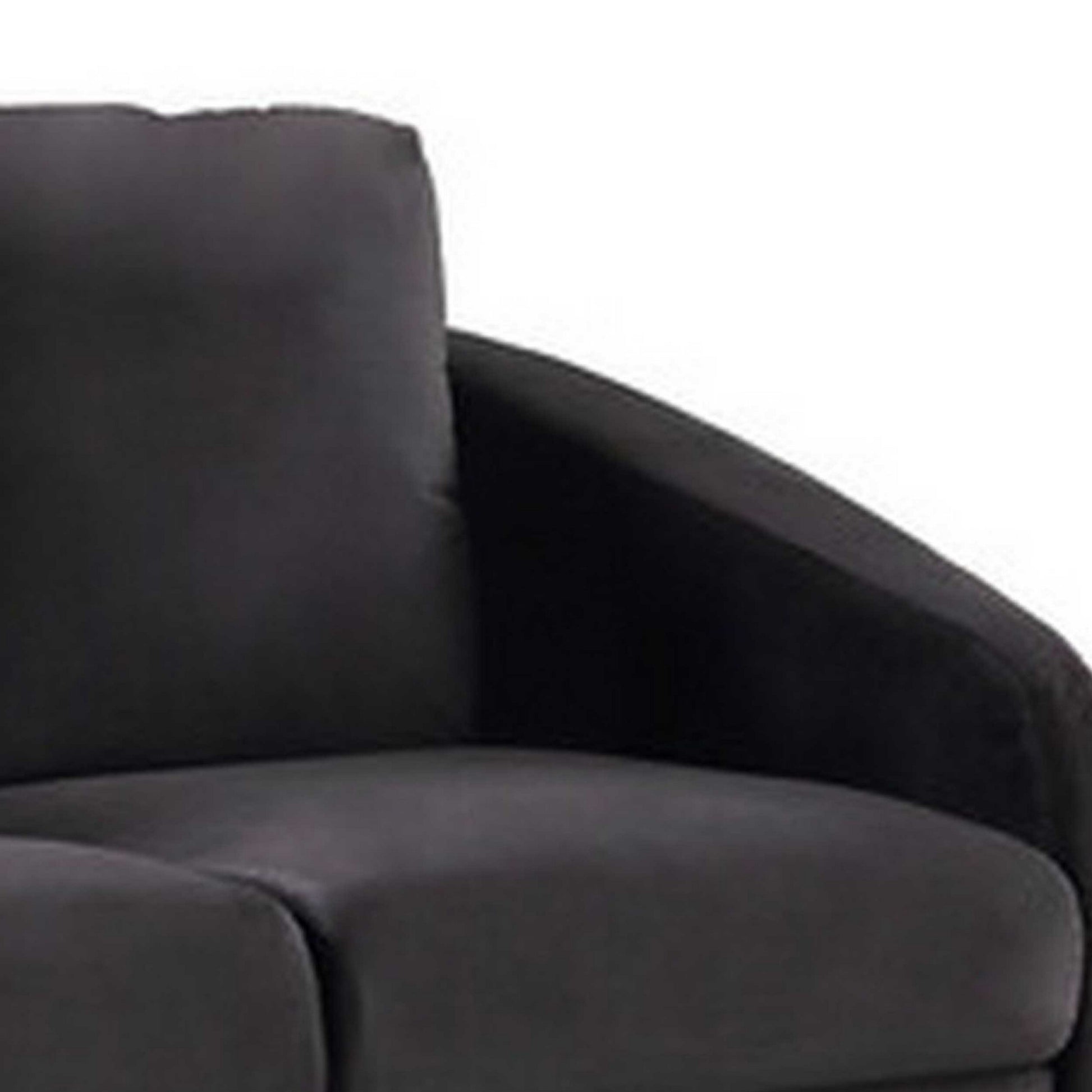 Hida 2 Piece Sofa And Loveseat Set, Diamond Stitching, Smooth Black Velvet Black Wood Fabric 5 Seat