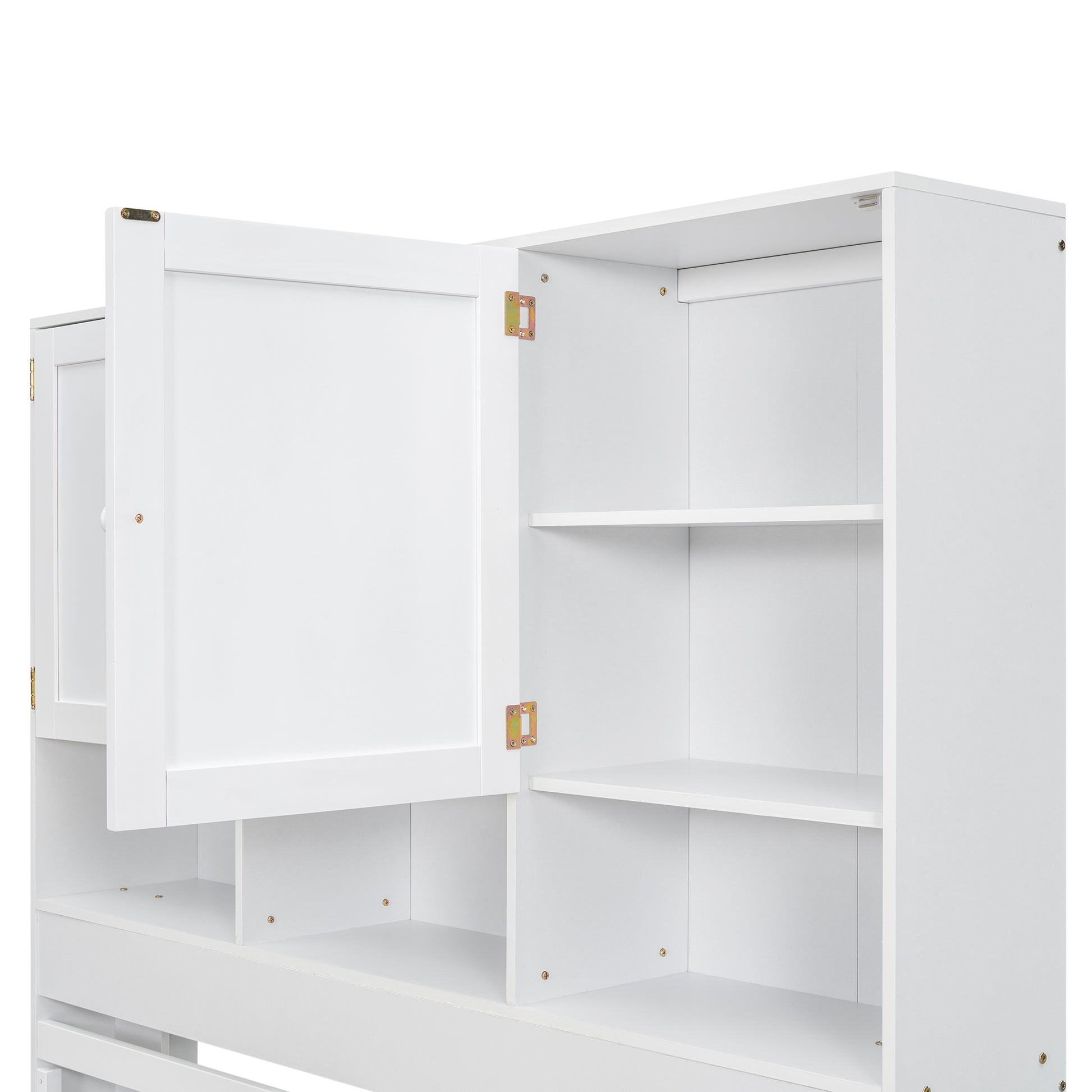 Queen Size Platform Bed With Storage Headboard And 4 Drawers, White Box Spring Not Required Queen White Wood Bedroom Bed Frame Solid Wood Mdf