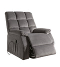 Grey Power Lift Recliner With Massage Grey Velvet Power Push Button Metal Primary Living Space Tight Back Push Button Pillow Top Arms Wood Fabric