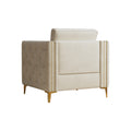 Accent Chair For Living Room Upholstered Arm Chair With Metal Legs Beige Velvet Beige Foam Fabric