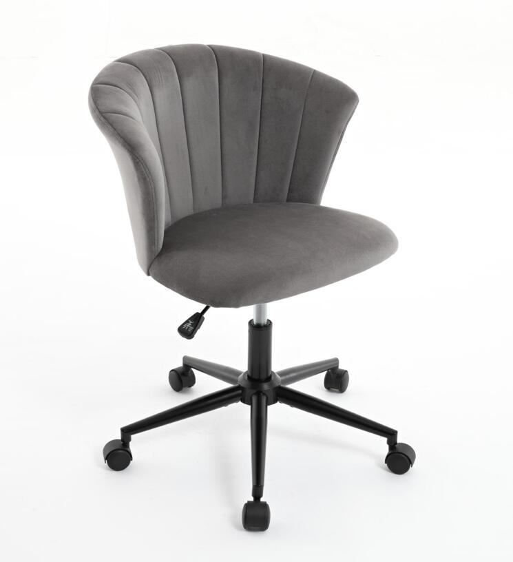 Home Office Chair, Velvet Fabric Swivel Flower Shape Computer Desk Chair For Home Office Or Bedroom Grey Black Foam Polyester Blend