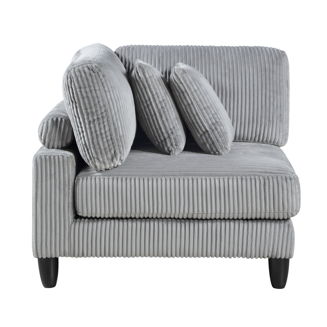 Living Room Furniture Corner Chair Gray Corduroy Upholstery 1Pc Corner Wedge Soft Cushion Solid Wood Legs Gray Primary Living Space Contemporary,Modern Plywood,Solid Wood
