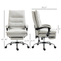 Vinsetto Microfibre Executive Massage Office Chair, Computer Desk Chair, Heated Reclining Chair With Footrest, Double Tier Padding, Swivel Wheels, Cream White Cream White Polyester