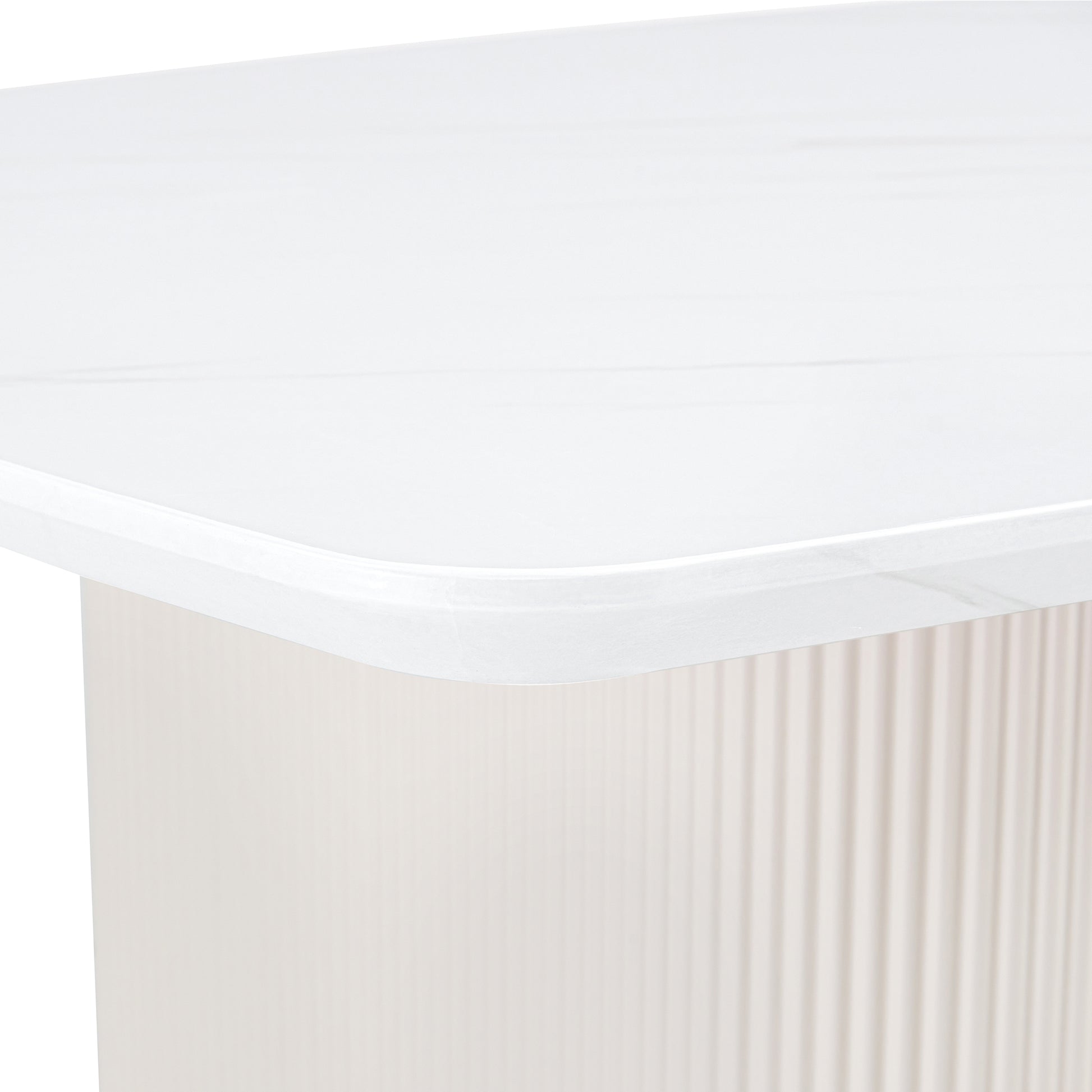 Cream Style Mdf White Dining Table.It Is A Furniture With A Warm And Soft Appearance, Suitable For Creating A Comfortable And Friendly Dining Environment, Suitable For Kitchens, Dining Rooms,Etc. White Mdf