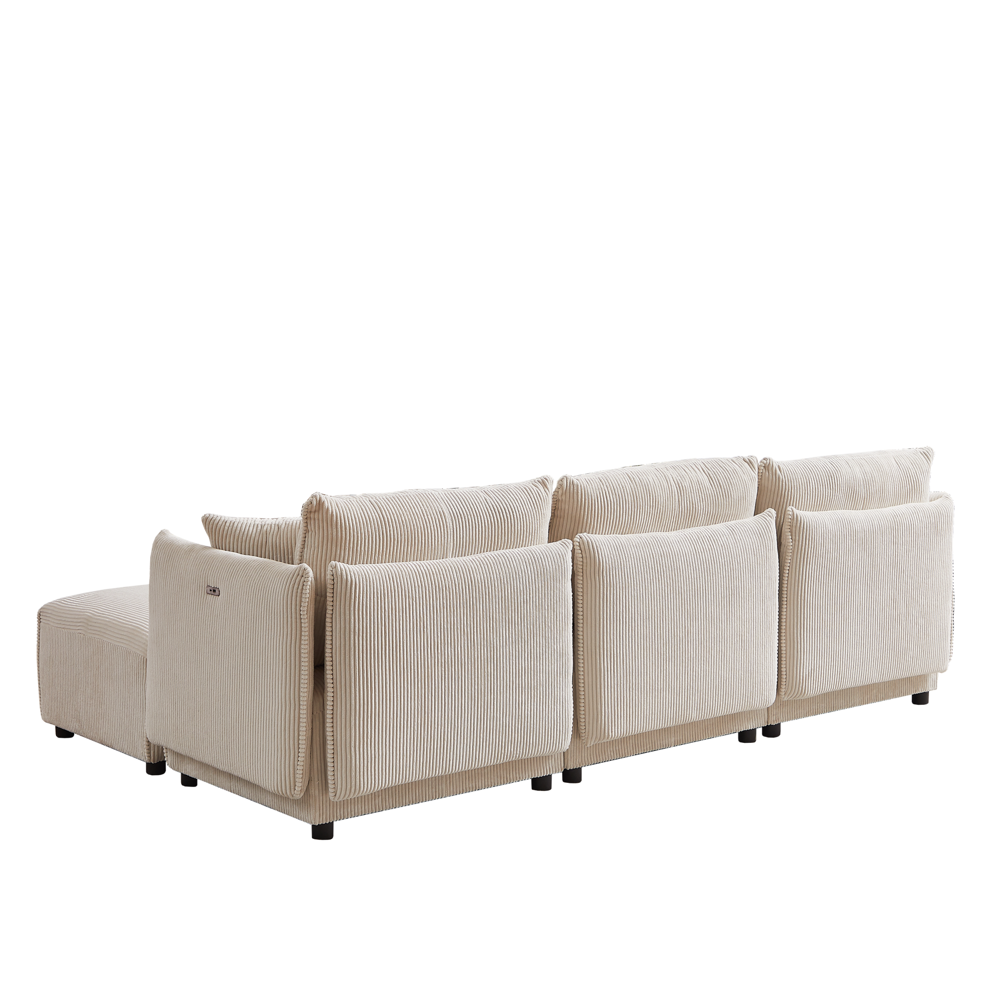 106" Multi Module Combination Style Sofa For Living Room, Bedroom And Other Lounge Spaces, Modern Minimalist Corduroy Combination Sofa With 2 Comfort Cushions With Usb & C Charging Ports,Beige Beige Foam Fabric 4 Seat