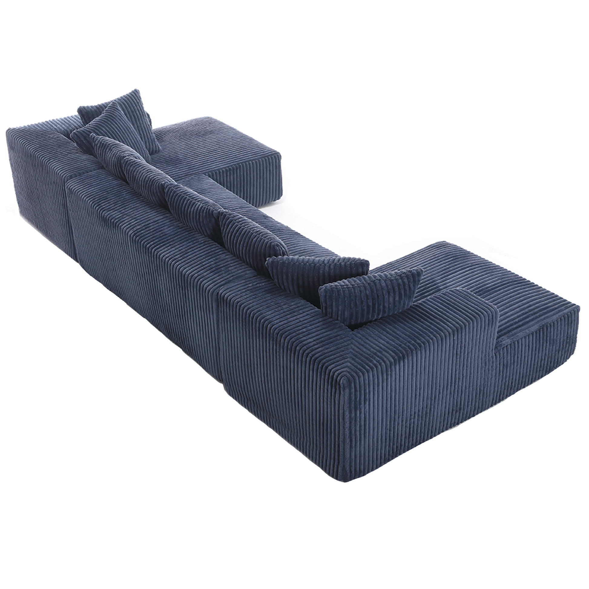 Arrived 131'' Modular Sectional Couch, U Shaped Sofachaise Lounge, Striped Fabric,Upholstered 4 Seater Couch For Living Room, Bedroom, Free Combination Sofa Corduroy , Blue Blue Polyester Primary Living Space Soft Modern Square Arms Foam Upholstered 4