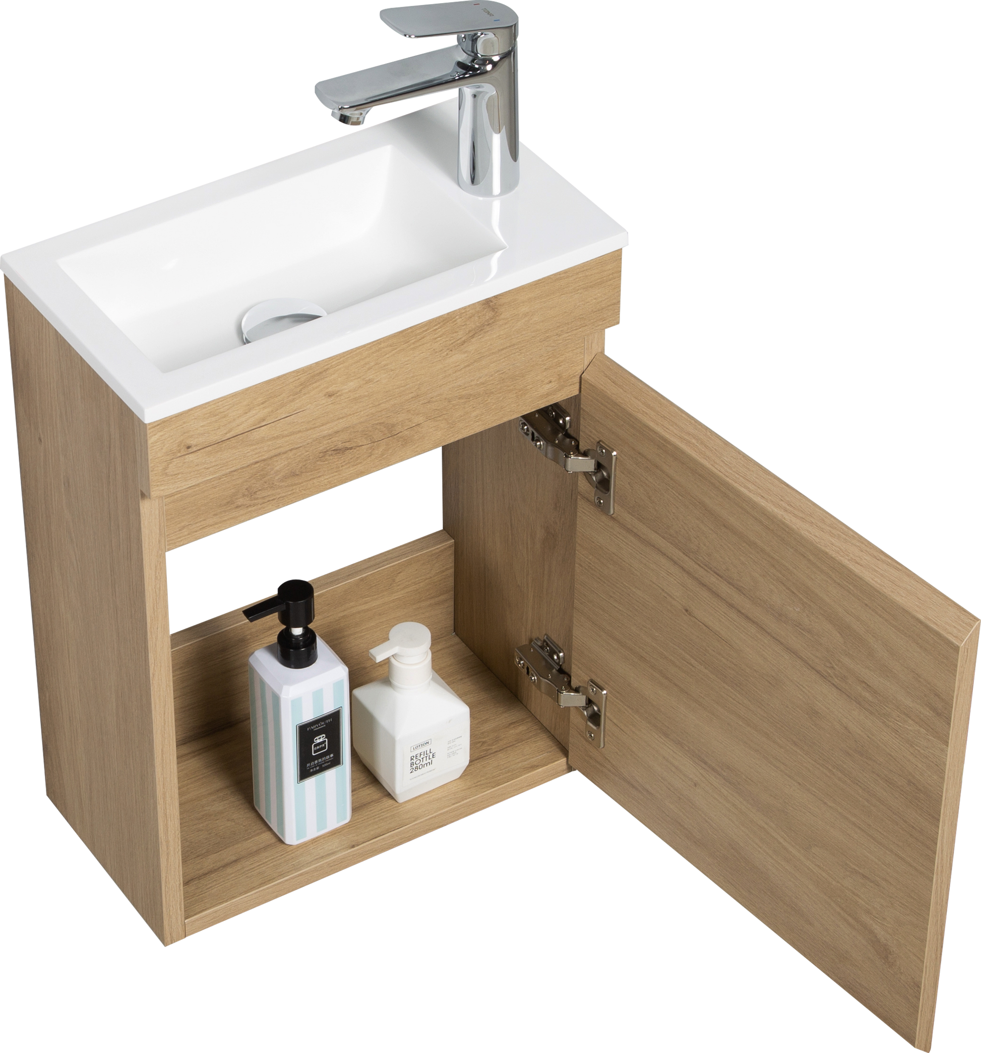 16" Floating Bathroom Vanity With Sink, Wall Mounted Small Bathroom Storage Vanity Cabinet With Resin Top Basin And Soft Close Doors, Natural Oak 24V11 16No Oak Plywood