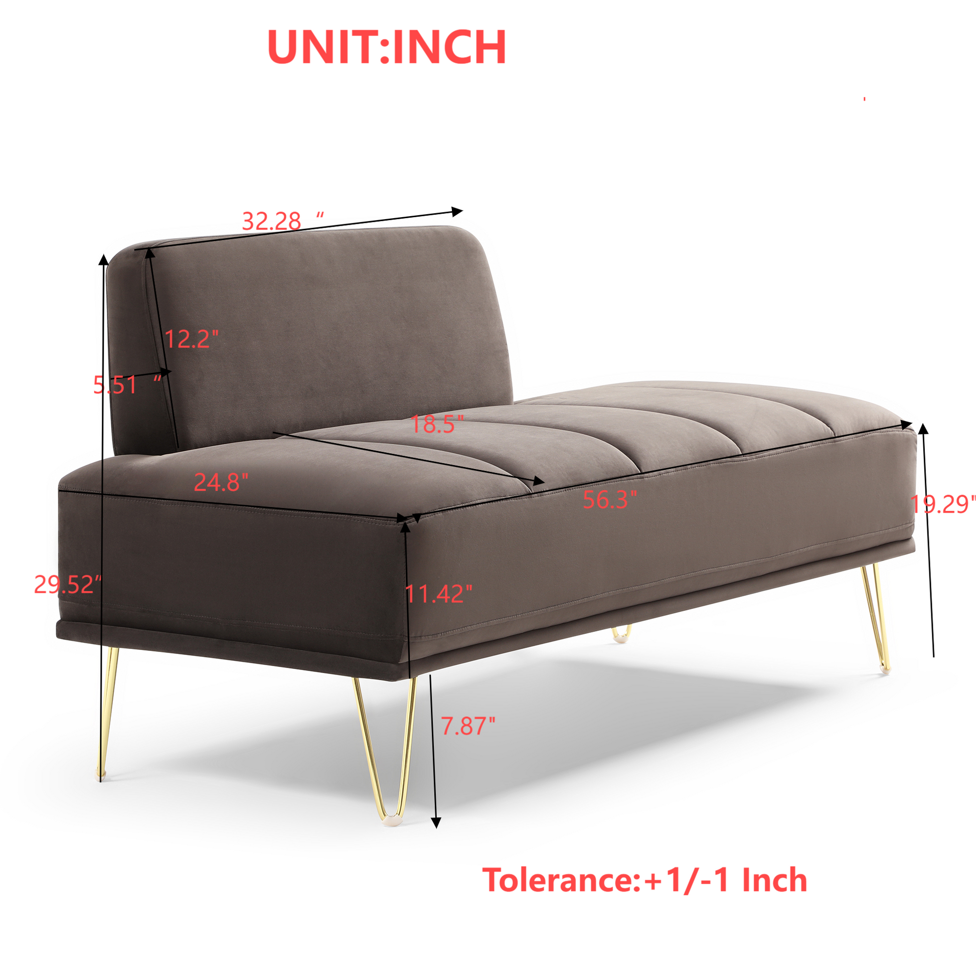 56.3"Inch Width Modern End Of Bed Bench,Velvet Fabric Upholstered 2 Seater Sofa Couch Entryway Ottoman Bench, Fuzzy Sofa Stool Footrest ,Window Bench With Gold Metal Legs For Bedroom, Living Room,Grey Dark Grey Velvet Wood Primary Living Space Velvet 2
