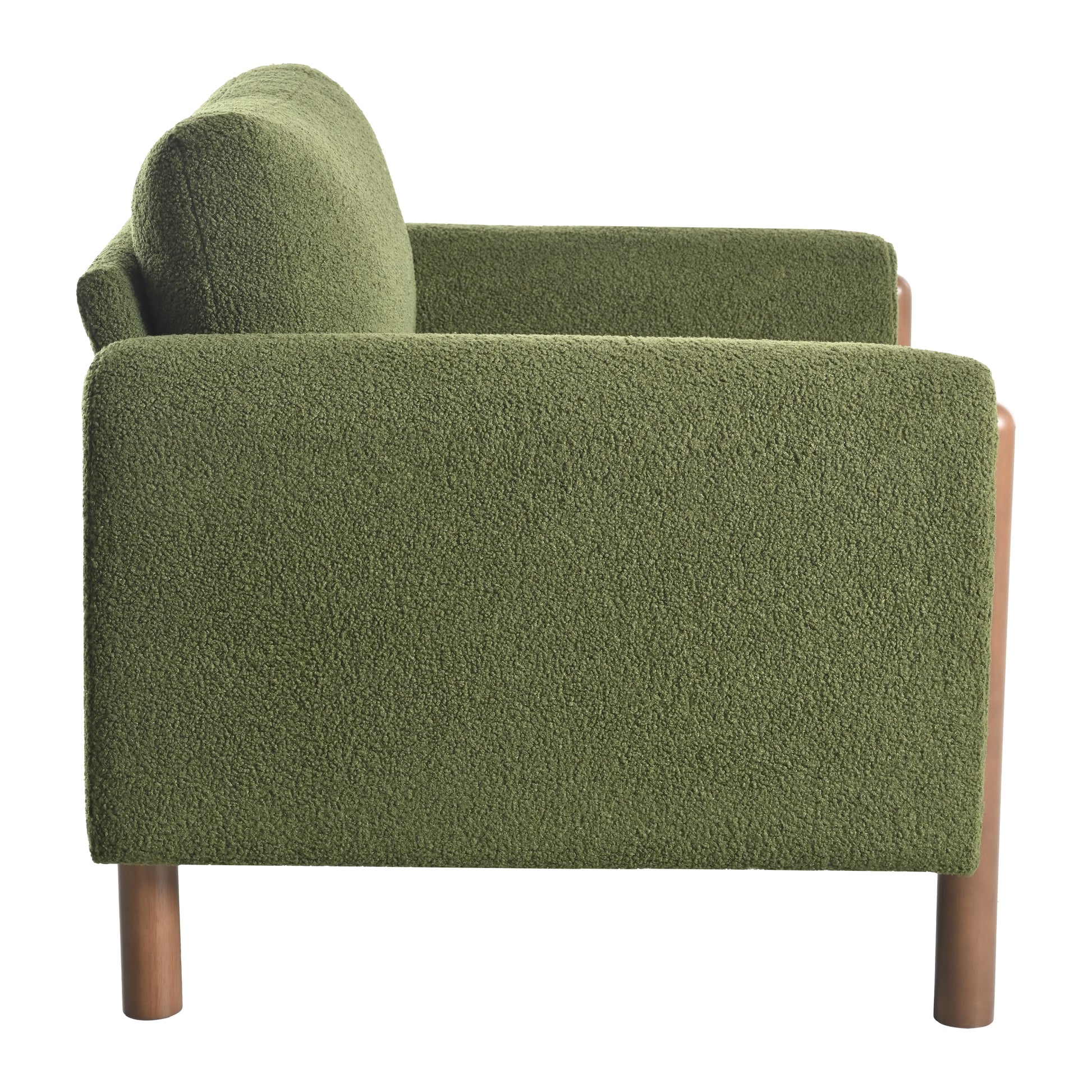 Oversized Accent Chair, Upholstered Living Room Chairs Single Sofa Chair With Walnut Legs, Curved Handrail, Green Green Teddy
