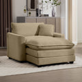 Comfortable Single Chair Deep Seat Sofa With Footstool With One Pillow, Suitable For Living Room And Bedroom, Club Multiple Occasions, Tan Corduroy Fabric Tan Corduroy 1 Seat