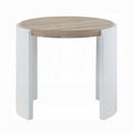 Oak And White High Gloss End Table With Sled Base Oak Primary Living Space Oval Mdf Sled