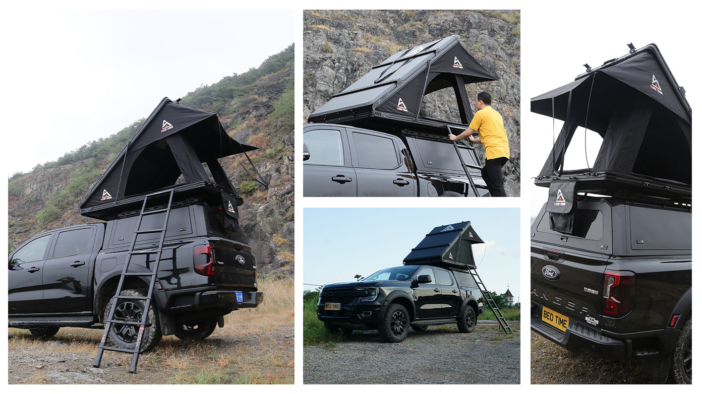 Bedtime Hard Shell Rooftop Tent Honeycomb Aluminum,Hydraulic Support,Three Second Speed Open,Roof Rack,High Rebound Memory Sponge Mattress,Sturdy,Better Ventilation For 2 3 People Car Suv Truck Tent
