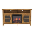 Classic Glass Door Fireplace Tall Tv Stand For Tvs Up To 65