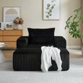 62.5 Inch Corduroy Sponge Sofa Lounge Chair With Removable Footrest,No Assembly Required,Fluffy Modern Sleeper Chair For Indoor Living Room Bedroom Black Foam Corduroy 1 Seat
