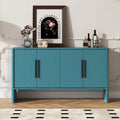 4 Door Large Storage Retro Sideboard With Adjustable Shelves And Long Handles For Kitchen, Dining Room And Living Room Antique Blue Antique Blue Mdf