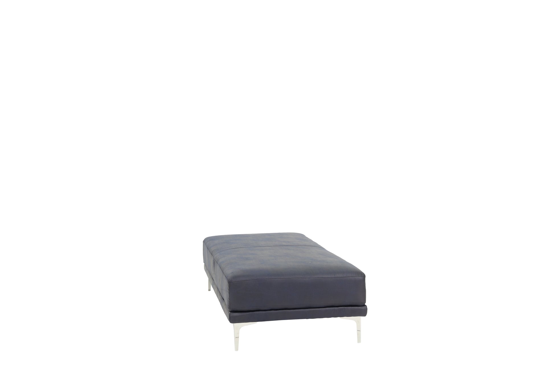Modern Ink Blue Large Ottoman Metal Legs 1Pc Cocktail Ottoman Living Room Blue Faux Leather Primary Living Space Blue Contemporary,Modern Rectangle Bonded Leather