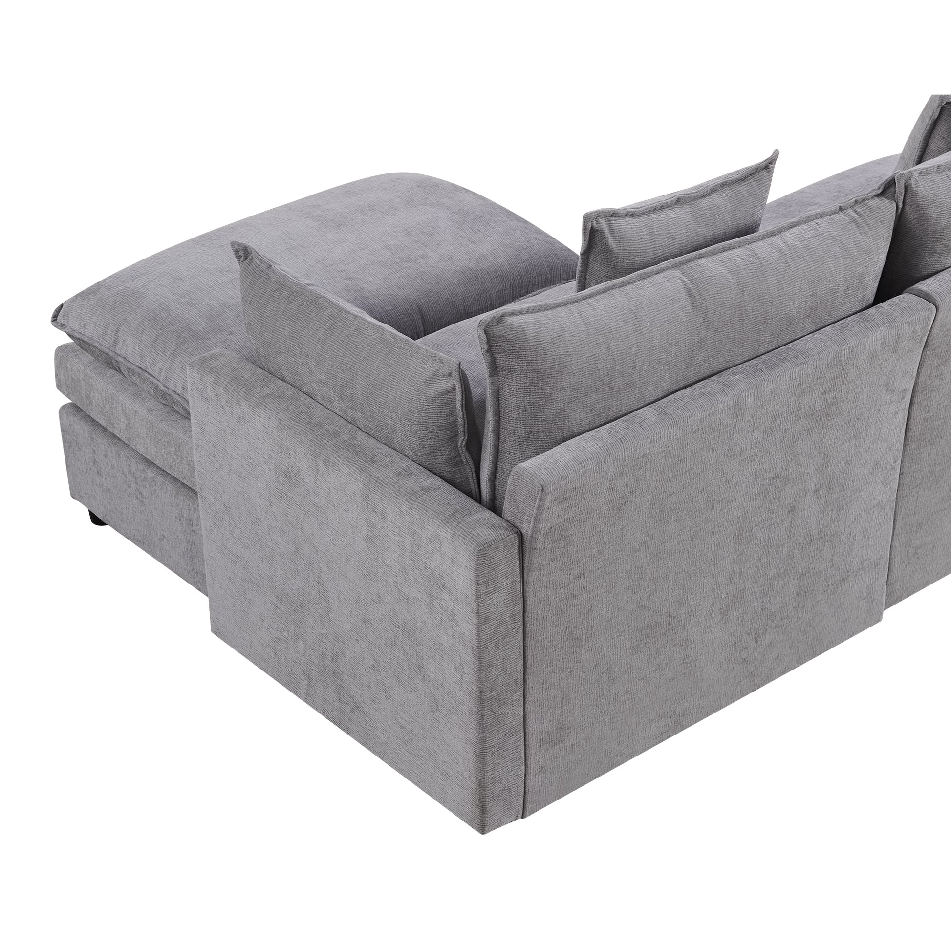 108.66"Modern Chenille L Shaped Sectional Sofa With Convertible Chaise, Comfy Cloud Couch Deep Sectional Sofa With Ottomans For Living Room Light Gray Wood Foam Chenille 3 Seat